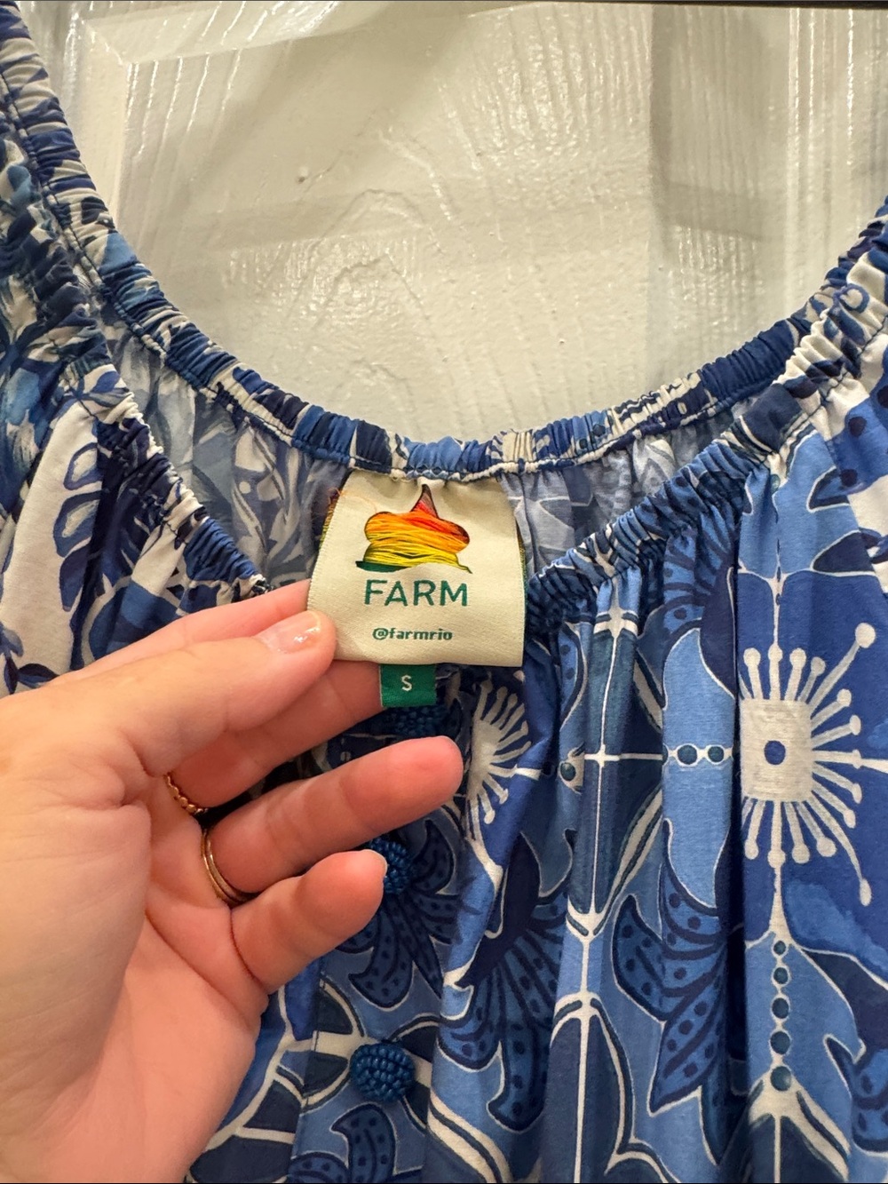 FARM Rio Blue and White Floral Maxi Dress - Picture 3 of 3